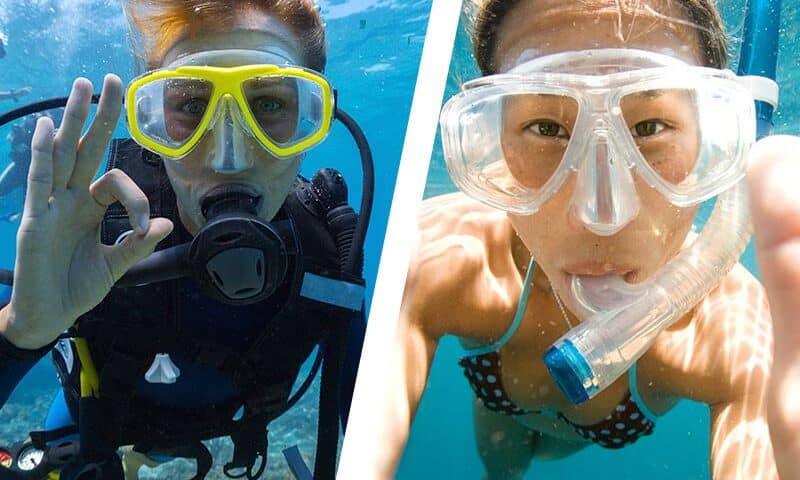 Difference between Snorkeling and Scuba Diving (2) diferencia entre snorkel y buceo