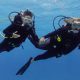 Family diving in the Caribbean - mother and child