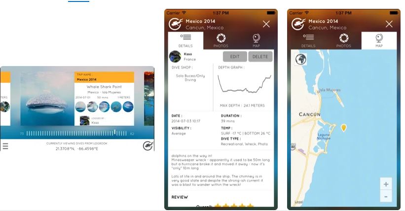 Scuba diving app - dive board