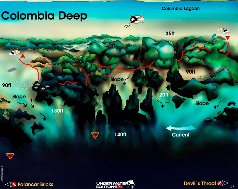 columbia reef deep - map - arrecife columbia